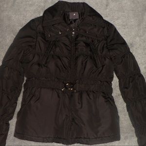 Black Puffer Jacket With Full Neck/face Cover